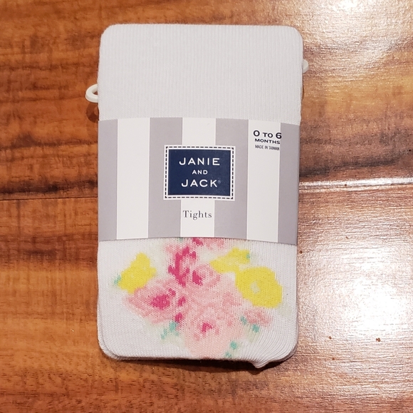 Janie and Jack NWT 0-6 months pink and yellow floral tights - Picture 1 of 3